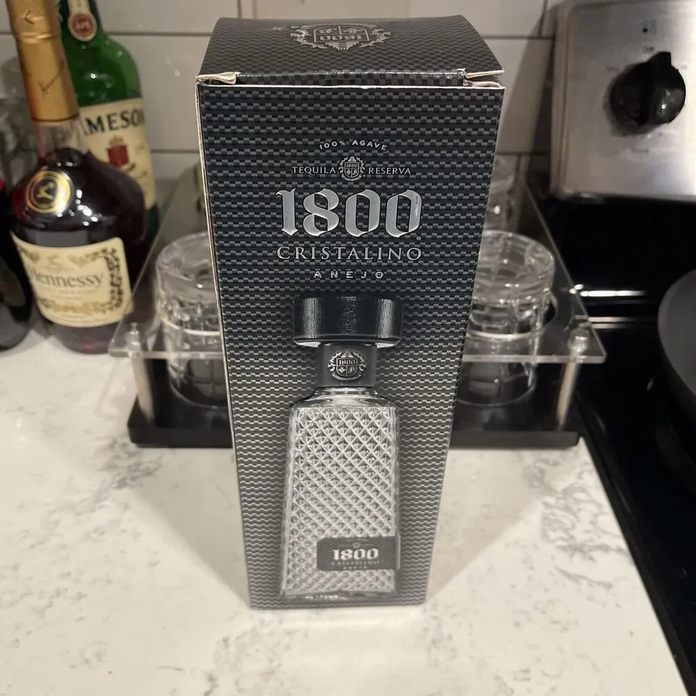 1800 in the box empty Cristalino Anejo empty bottle